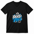 Good Vibes Oversized Streetwear Graphic V-Neck T-Shirt