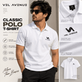 Vel Avenue Classic White Polo T-Shirt