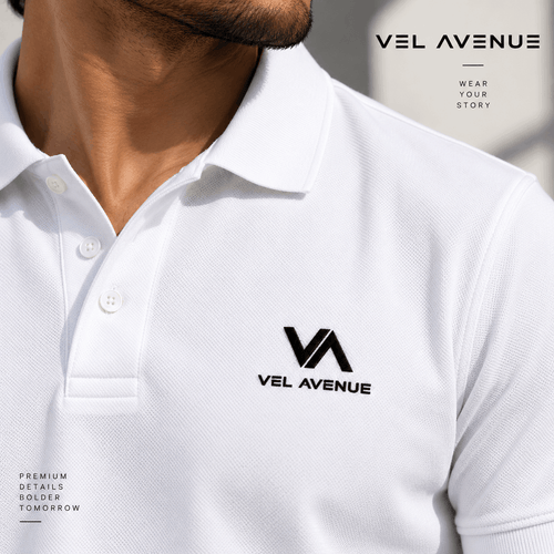 Vel Avenue Classic White Polo T-Shirt